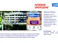 Czarny kot odpoczywa na drewnianej ławce, obok stoi puszka z napisem "pokost lniany" marki LuxDecor, sugerując naturalne wykończenie drewna.