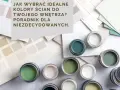 Próbki kolorów i puszki z farbami do ścian. Różne rodzaje farb do ścian, od jasnych beżów po głębokie zielenie i błękity, pomagają wybrać idealne odcienie.