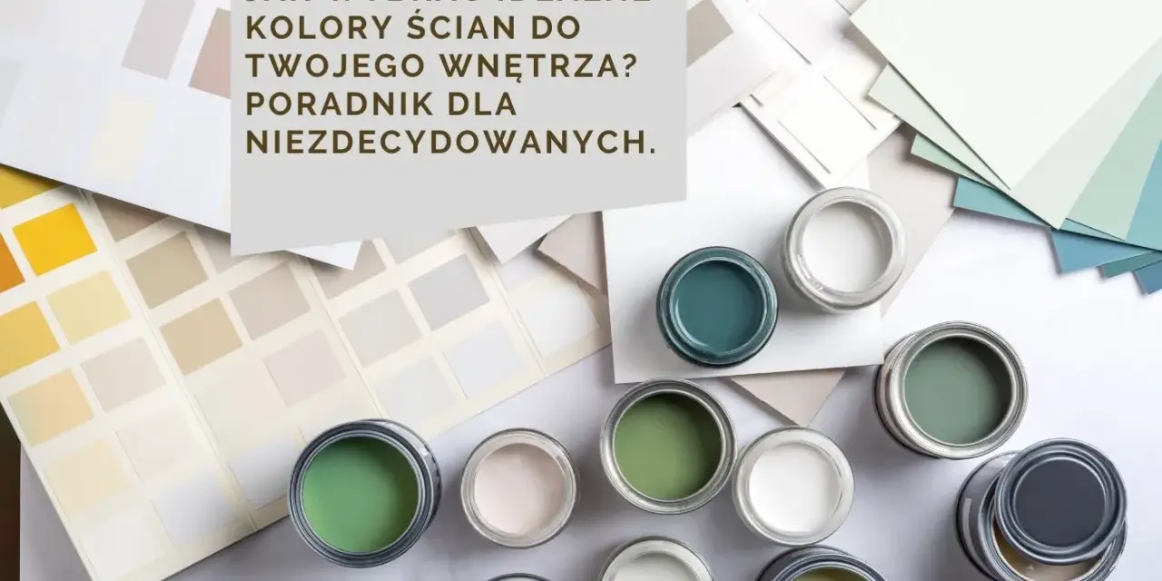 Próbki kolorów i puszki z farbami do ścian. Różne rodzaje farb do ścian, od jasnych beżów po głębokie zielenie i błękity, pomagają wybrać idealne odcienie.